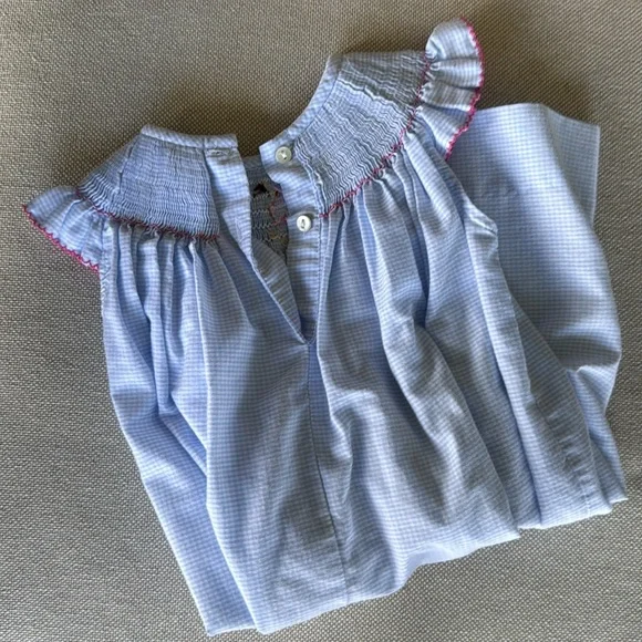 Southern Sunshine Puppy Dog Smocked Plaid Ruffle Dress - Picture 5 of 5